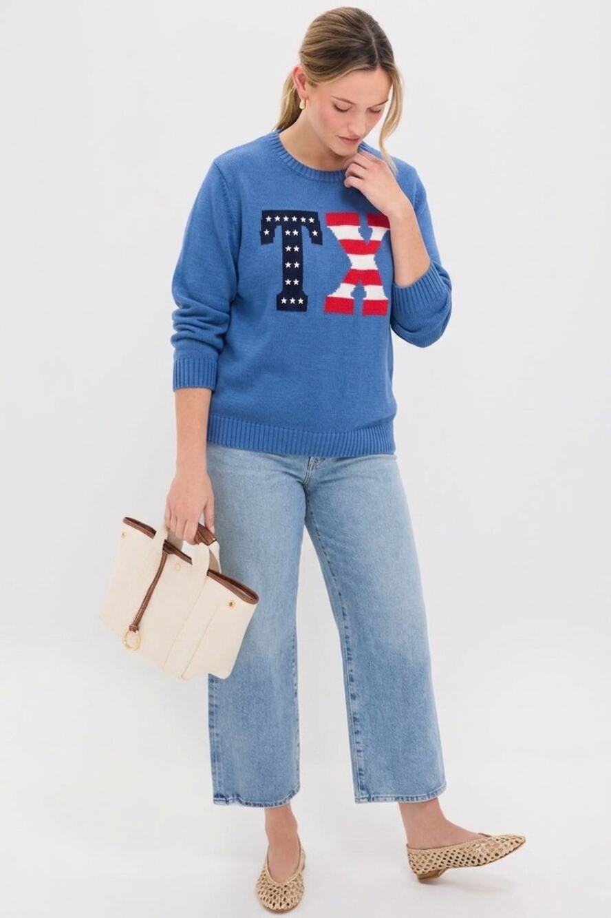 State of Mine Texas TX Americana Cotton Crewneck Sweater Women's XL NWT Coastal